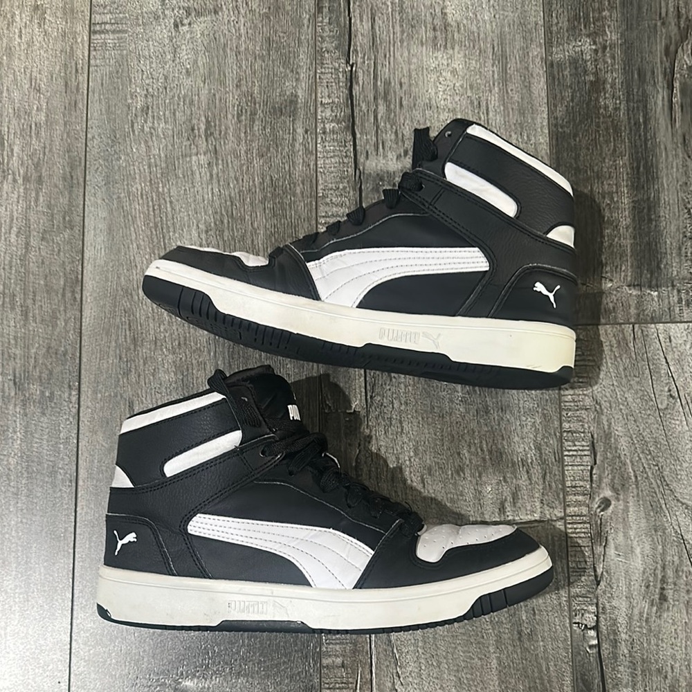 Puma Black and White Chunky High-Top Sneakers